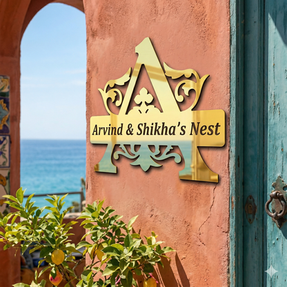 Golden Aluminium Royal Name Plate